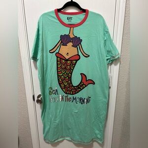 Lazy One Sea You In The Morning Mermaid Night Shirt One Sz Fits Most 100% Cotton